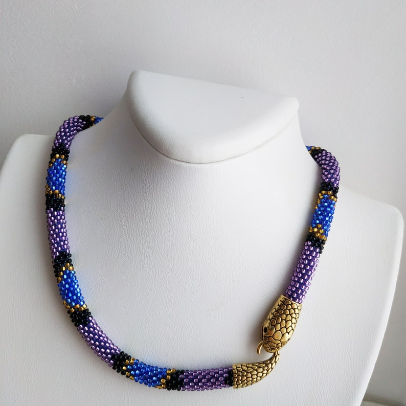 Serpent necklace Handmade jewelry Blue snake necklace | Etsy
