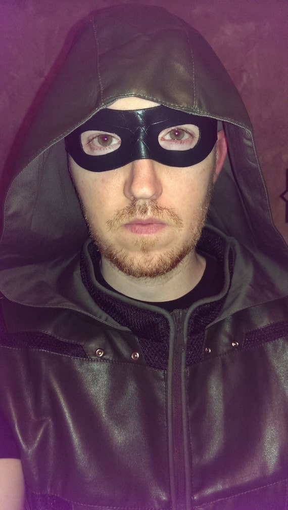 Green Arrow Inspired Leather Mask wstrap Costume Accessories 