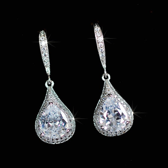 Sparkle-3151 Dramatic Vintage Inspired Fancy Cut Crystal Rhinestone Bridal Necklace and Earring Set Wedding Bridal