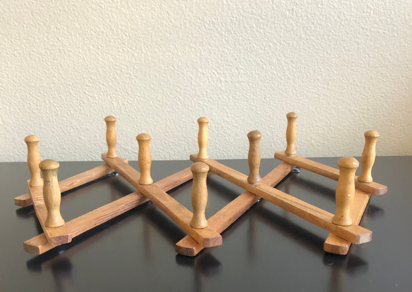 Vintage Wooden 10 Peg Hat Rack Vintage Accordion Wood 10 Peg Etsy
