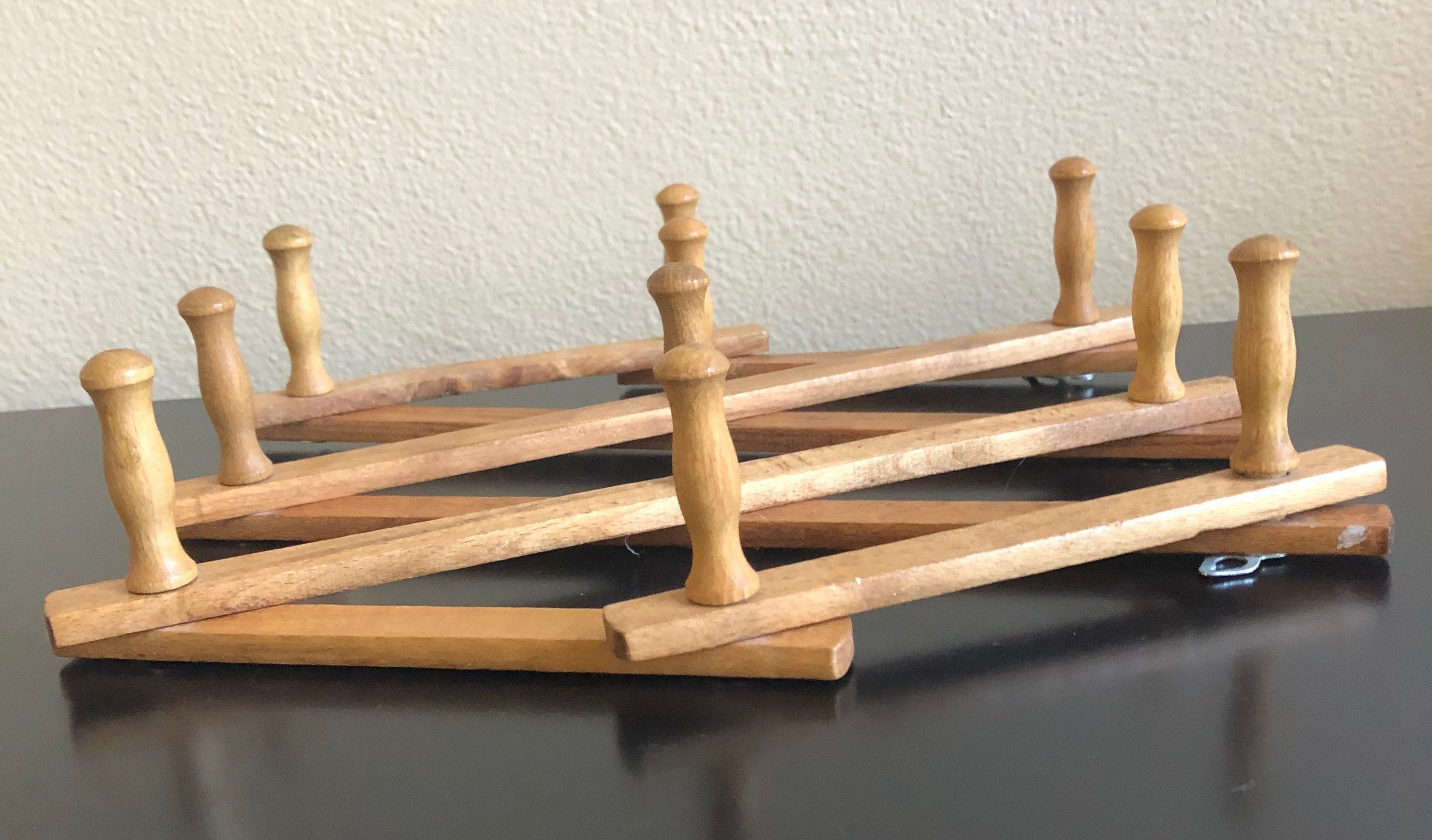 Vintage Wooden 10 Peg Hat Rack Vintage Accordion Wood 10 Peg Etsy