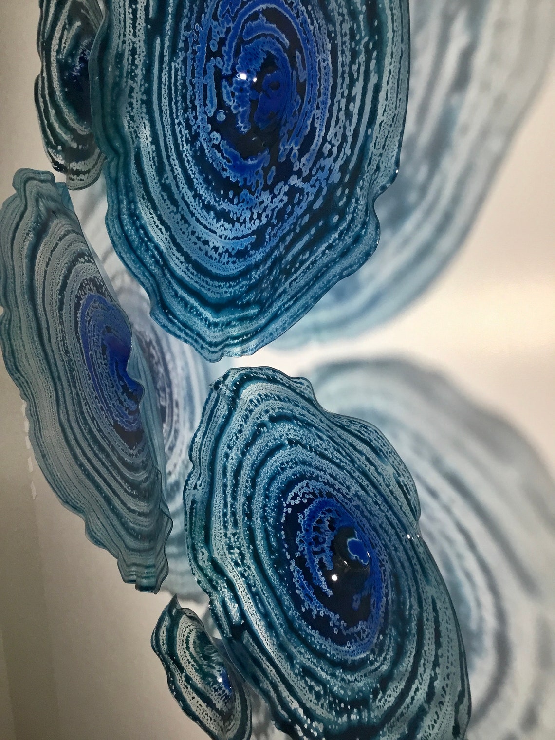 Wall sculpture translucent teal turquoise blue/cobalt recycled Etsy