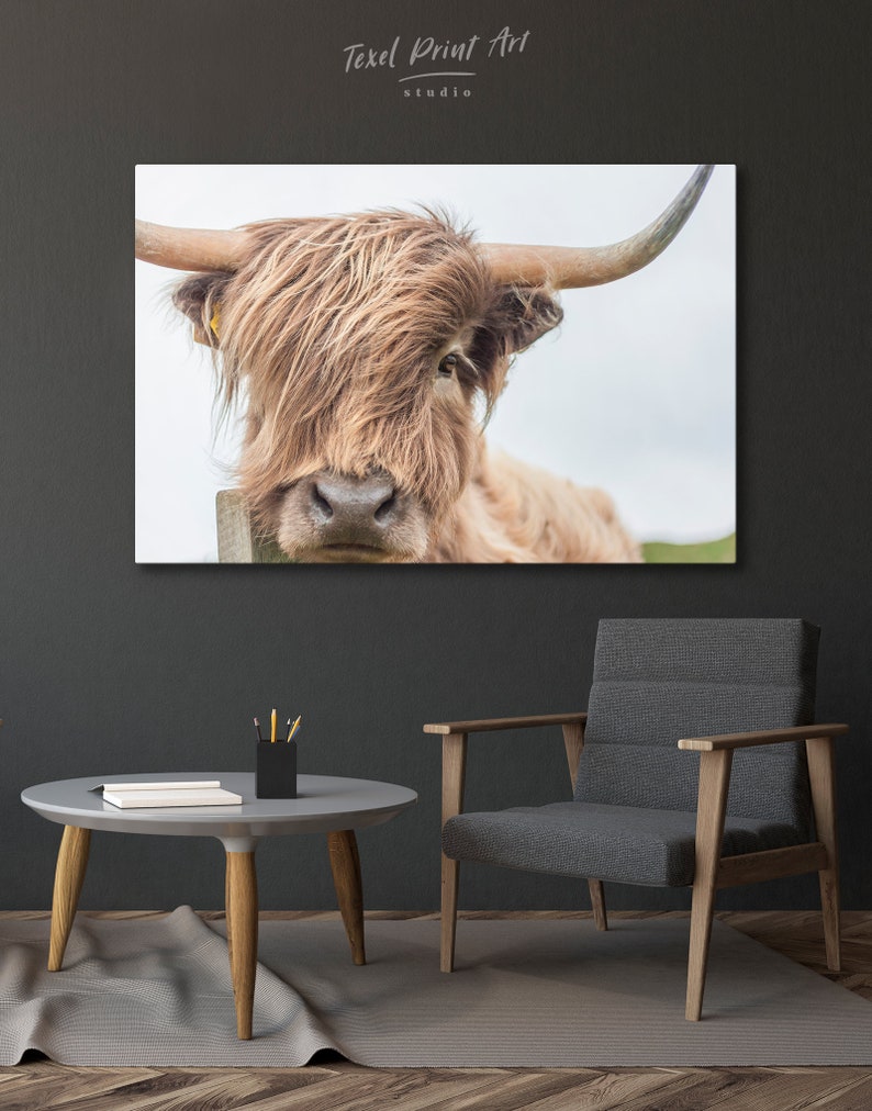 Highland cow print Rustic home decor cow wall art Nursery | Etsy