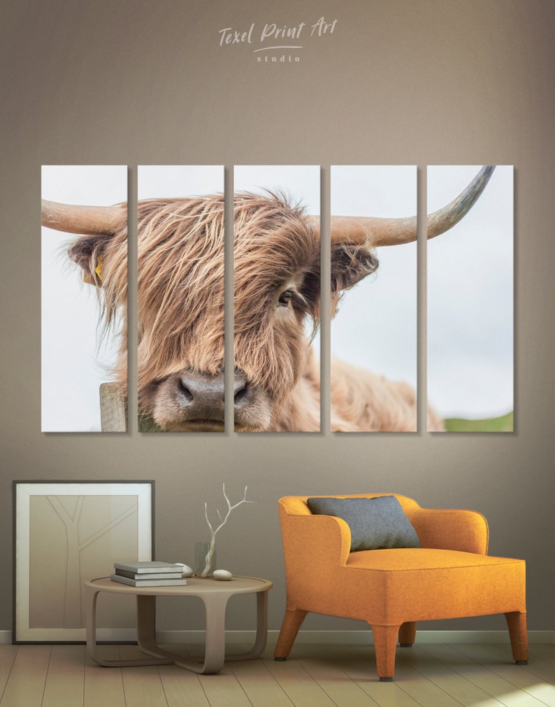 Highland cow print Rustic home decor cow wall art Nursery | Etsy