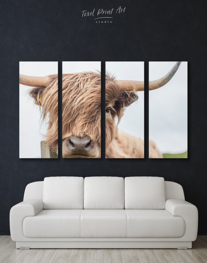 Highland Cow Print Rustic Home Decor Cow Wall Art Nursery 