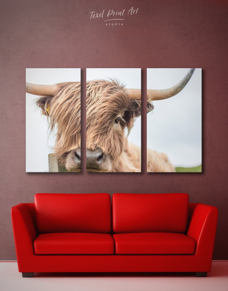 Highland cow print Rustic home decor cow wall art Nursery | Etsy