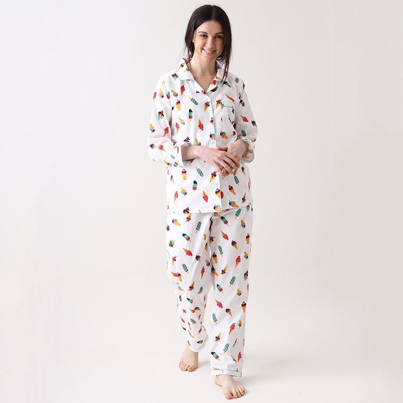 Women Pajama Set Icecream Luxury Nightwear Pjs Clothing Etsy