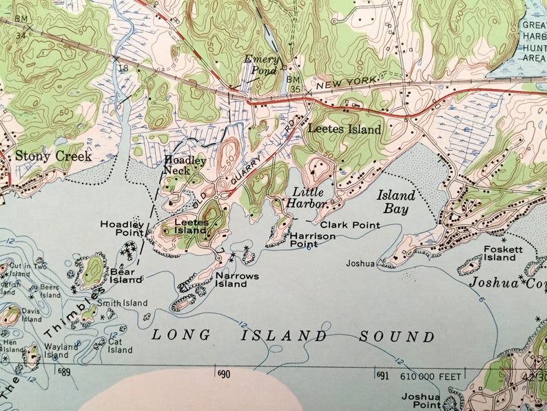 Antique Guilford Connecticut 1954 US Geological Survey Etsy