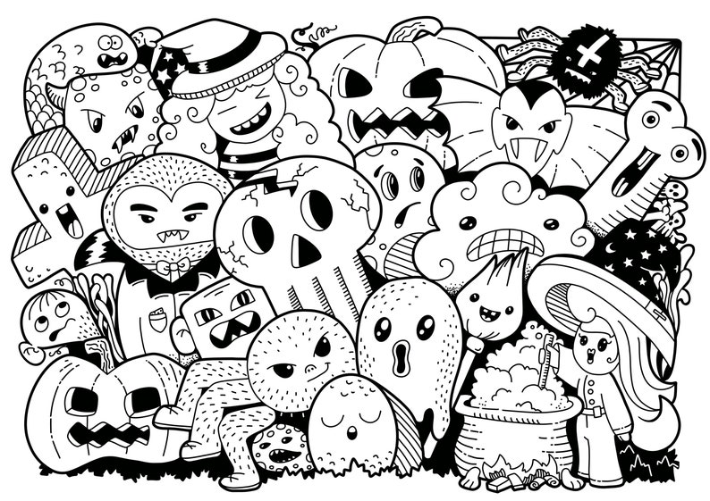 doodle monster coloring pages