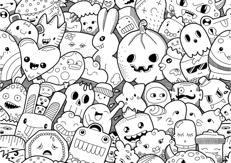 doodle monster coloring pages