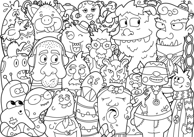 doodle monster coloring pages