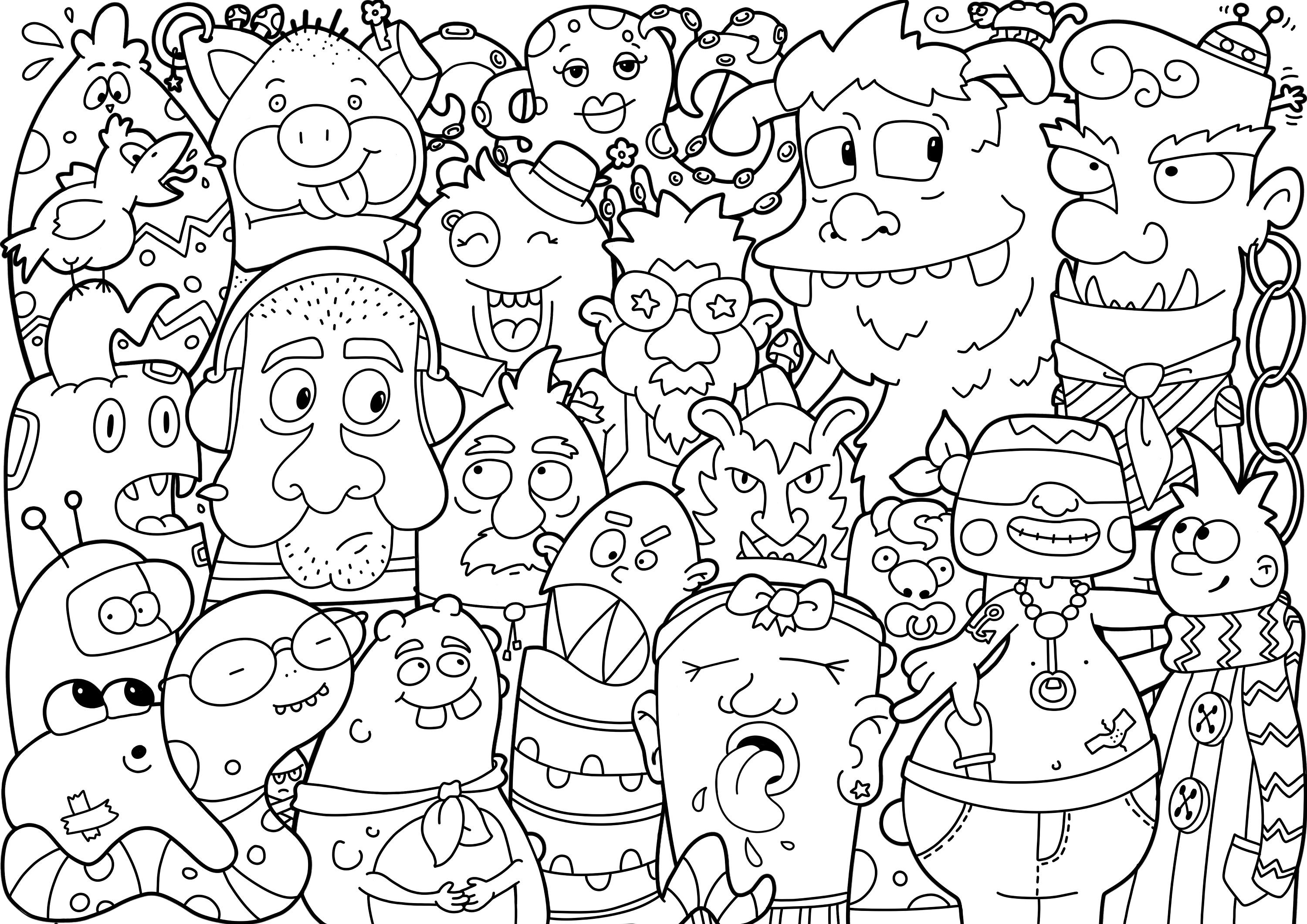 doodle monster coloring pages