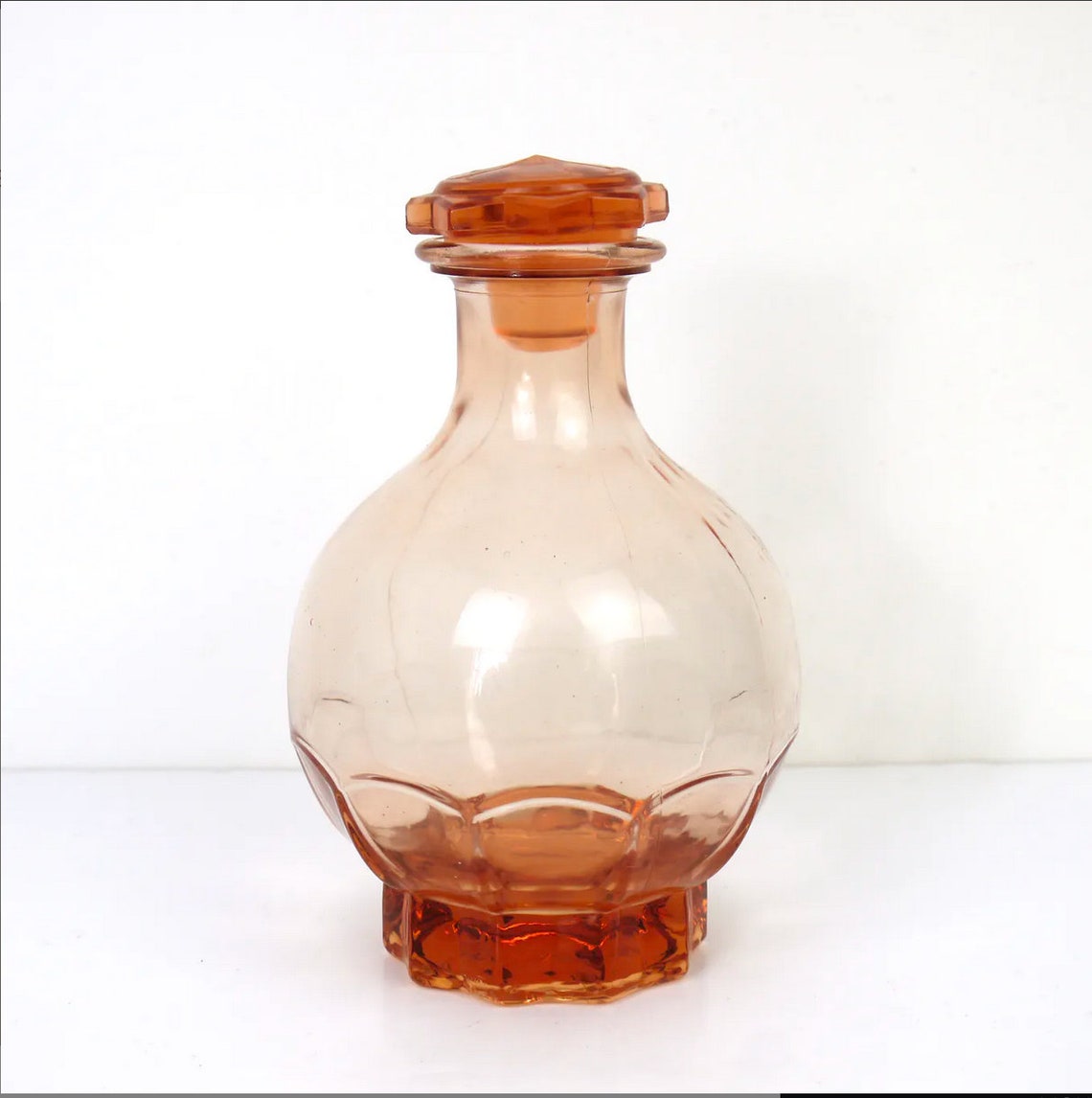 Vintage pink depression glass Decanter Pink Glass liquor or Etsy