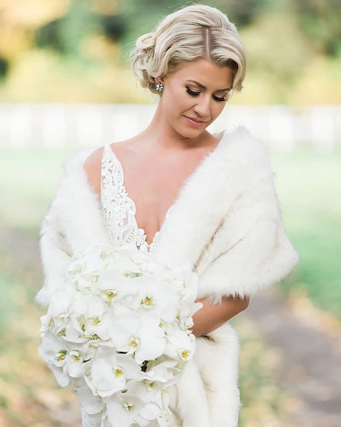Ivory Faux Fur Bridal Wrap Wedding Fur Shawl Ivory Fur Wrap | Etsy