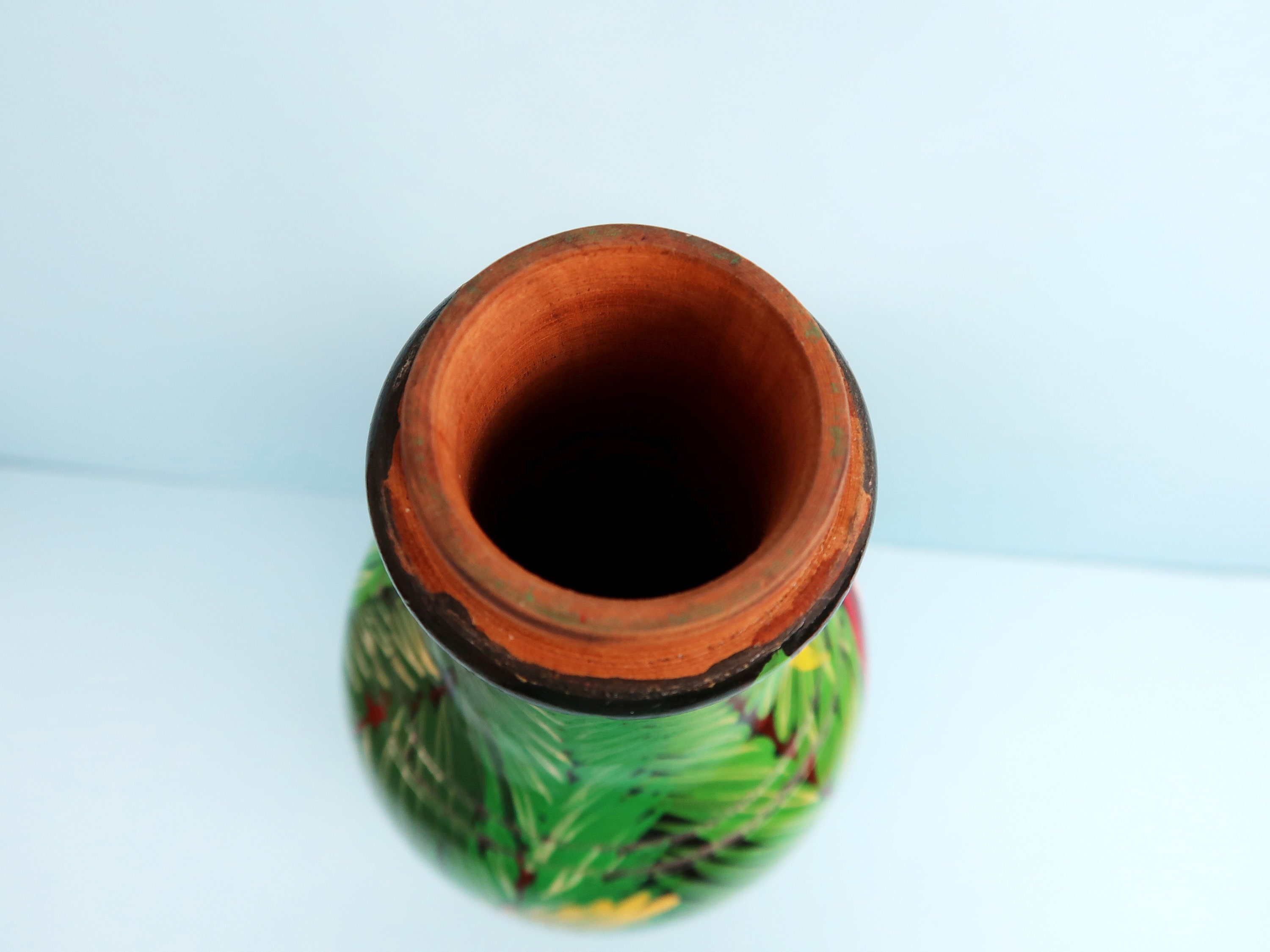 TROPICAL PARROT Bottle Vase Vintage Ceramic Hand Painted Etsy