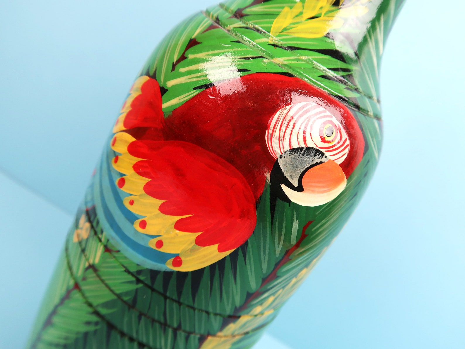 TROPICAL PARROT Bottle Vase Vintage Ceramic Hand Painted Etsy