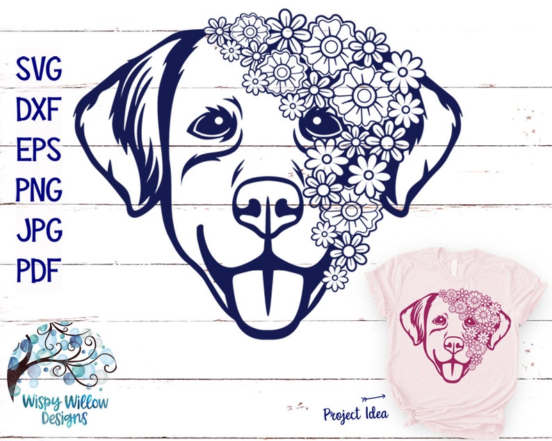 Download Floral Dog Face Mandala SVG DXF png jpg Dog Zentangle | Etsy