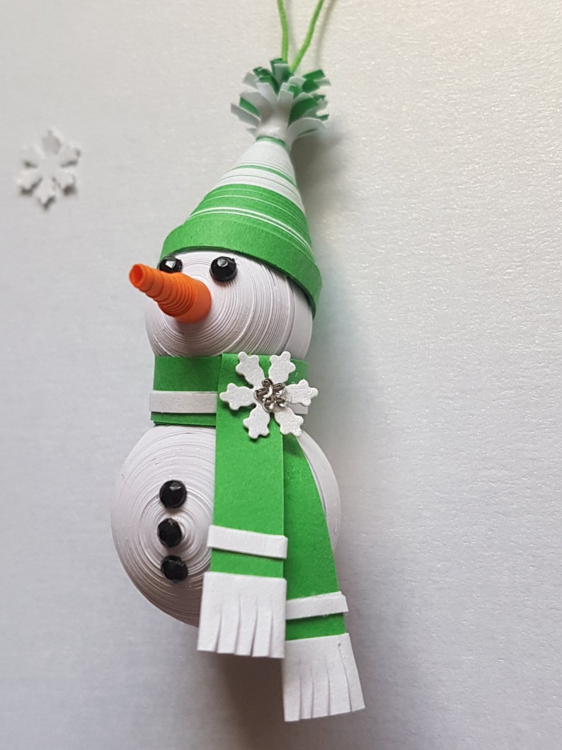 Paper Quilled Snowman with a solid color scarf Christmas Etsy