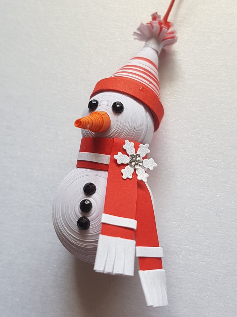 Paper Quilled Snowman with a solid color scarf Christmas Etsy