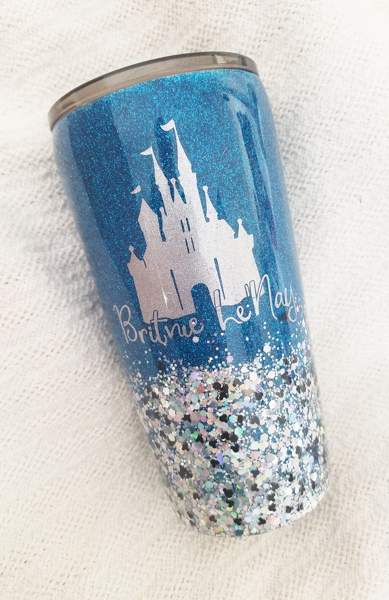 Castle Glitter Tumbler Cup Disney Glitter Tumbler Princess Etsy