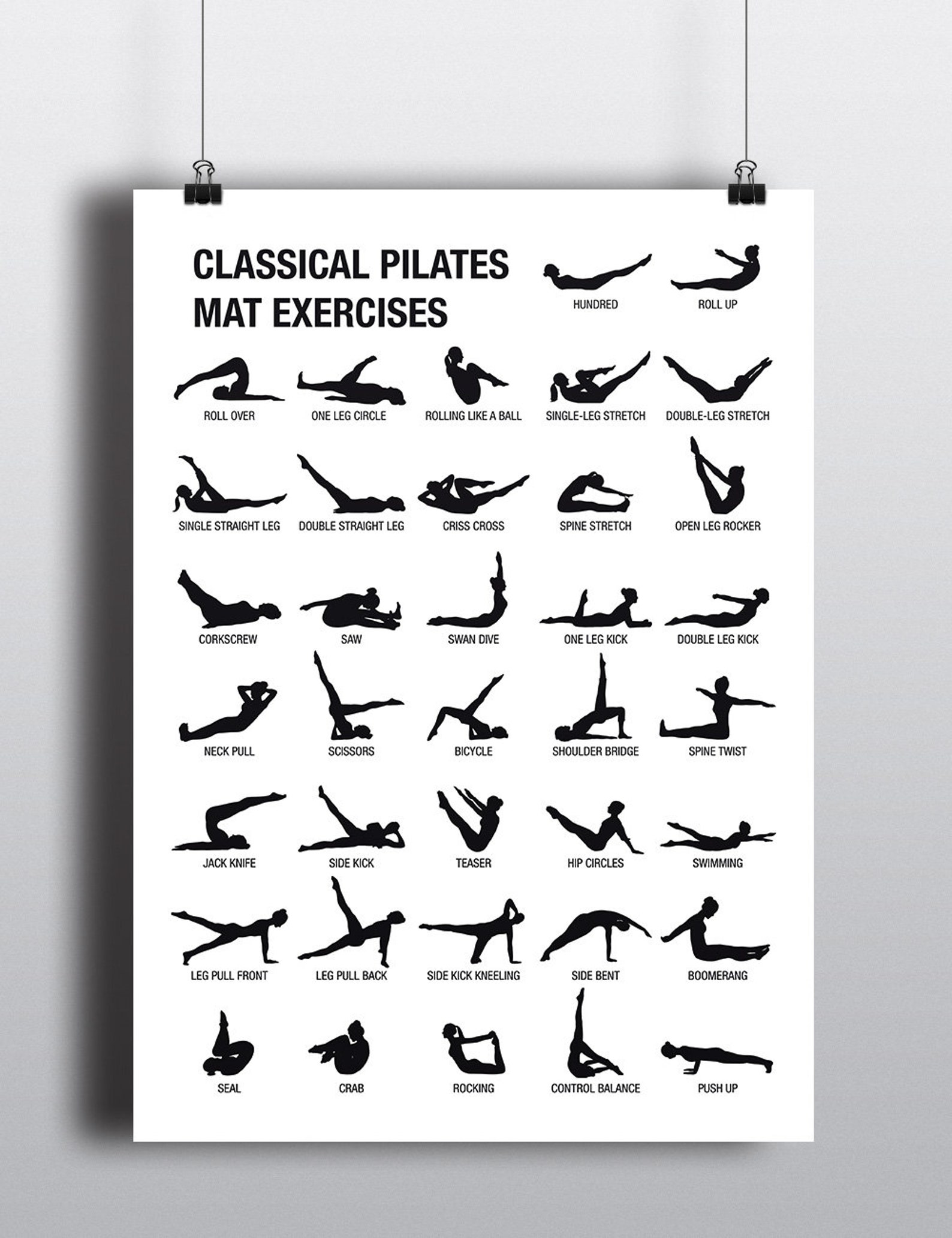 PILATES POSTER Digital DOWNLOAD Pilates Art Downloadable Etsy