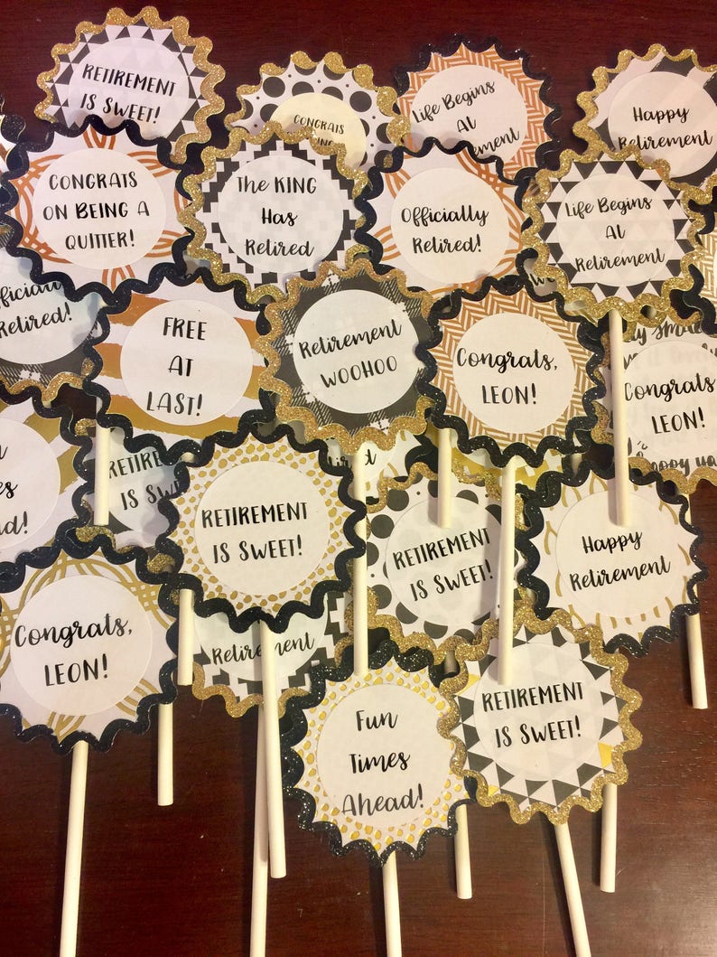 cupcake toppers retirement birthday showers etsy