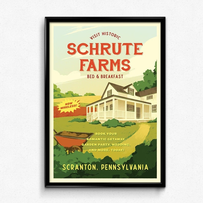Schrute Farms Travel Poster Scranton PA Minimalist Poster