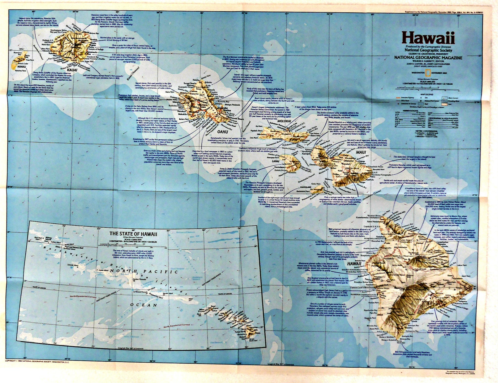 1983 Map of HAWAII Making America National Geographic Home Etsy