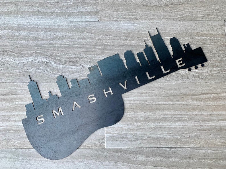 Hockey Fans Hockey Smashville Hockey Decor Smashville Guitar Nashville Skyline Sign Nashville Skyline Nashville Predators