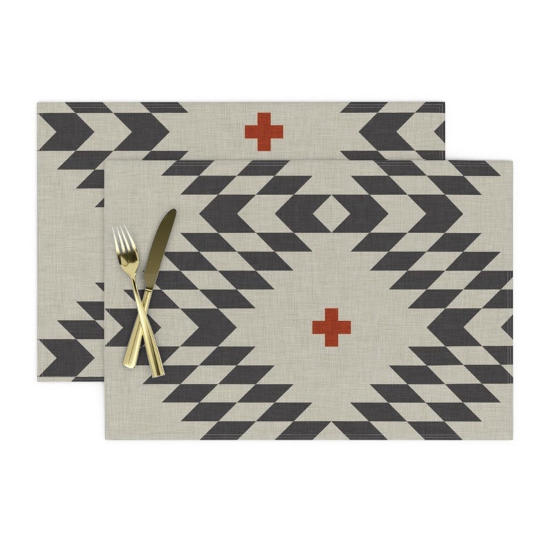 Southwestern Placemats Set of 2 Native Natural Orange Etsy