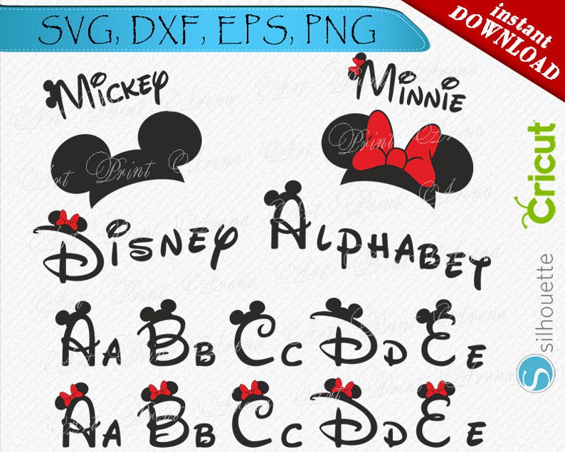 Disney Alphabet SVG Disney font svg Ears svg Minnie font ...