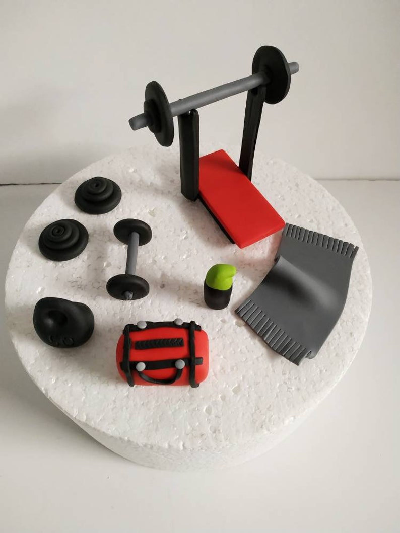 Bodybuilding fondant cake toppers. Gym cake toppers kit. | Etsy