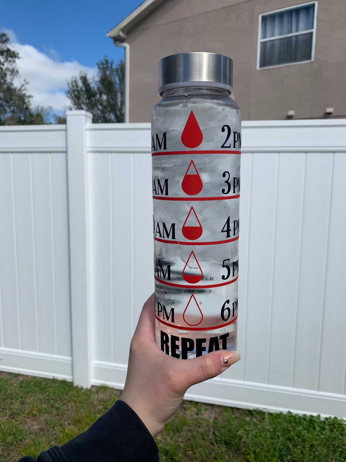 Glass water bottle with measurements Etsy