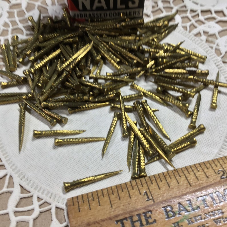 50 Vintage Brass Plated Cobbler Nails 3/4 Tacks Etsy