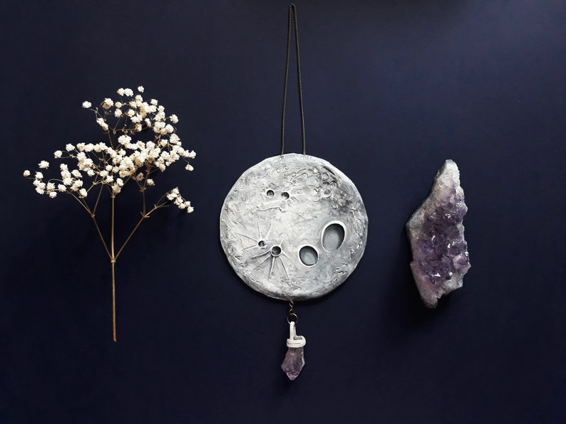 Full Moon Wall Hanging Moon Decor Ceramic Wall Hanging Etsy