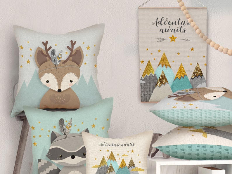 Woodland nursery throw pillow Woodland nursery pillow Etsy