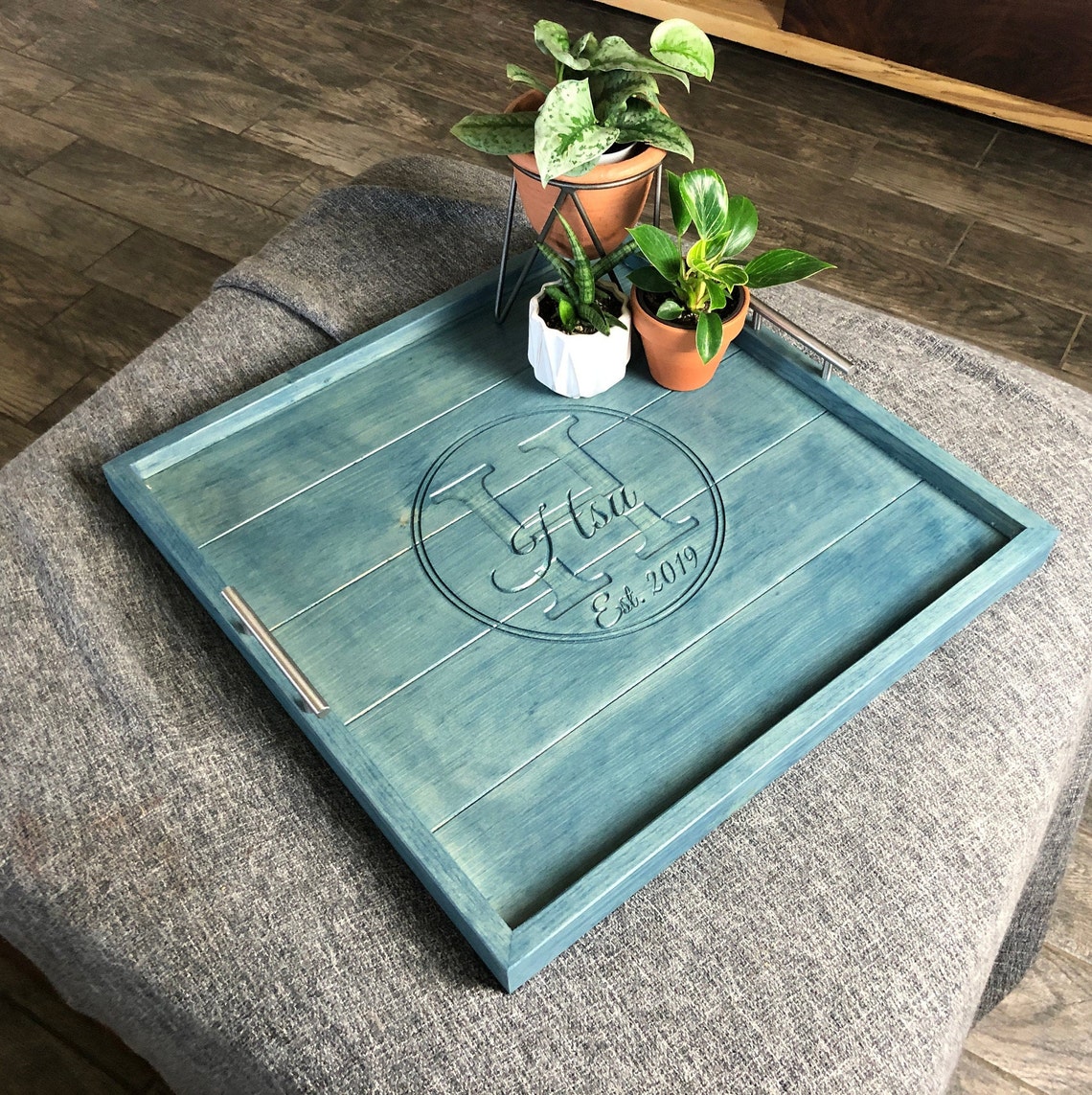 Custom Engraved Ottoman Tray Wooden Serving Tray Monogrammed Etsy