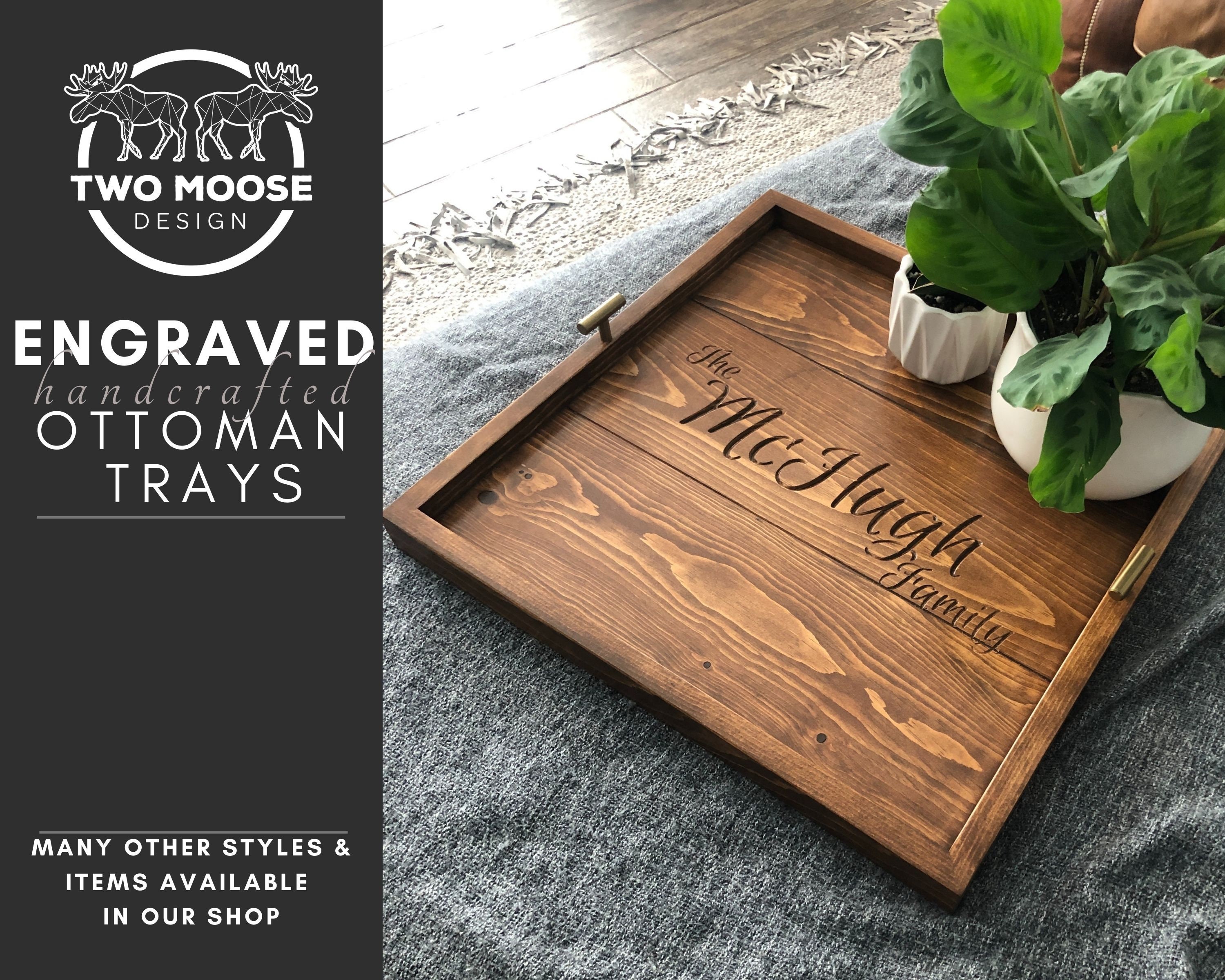 Custom Engraved Ottoman Tray Wooden Serving Tray Monogrammed Etsy