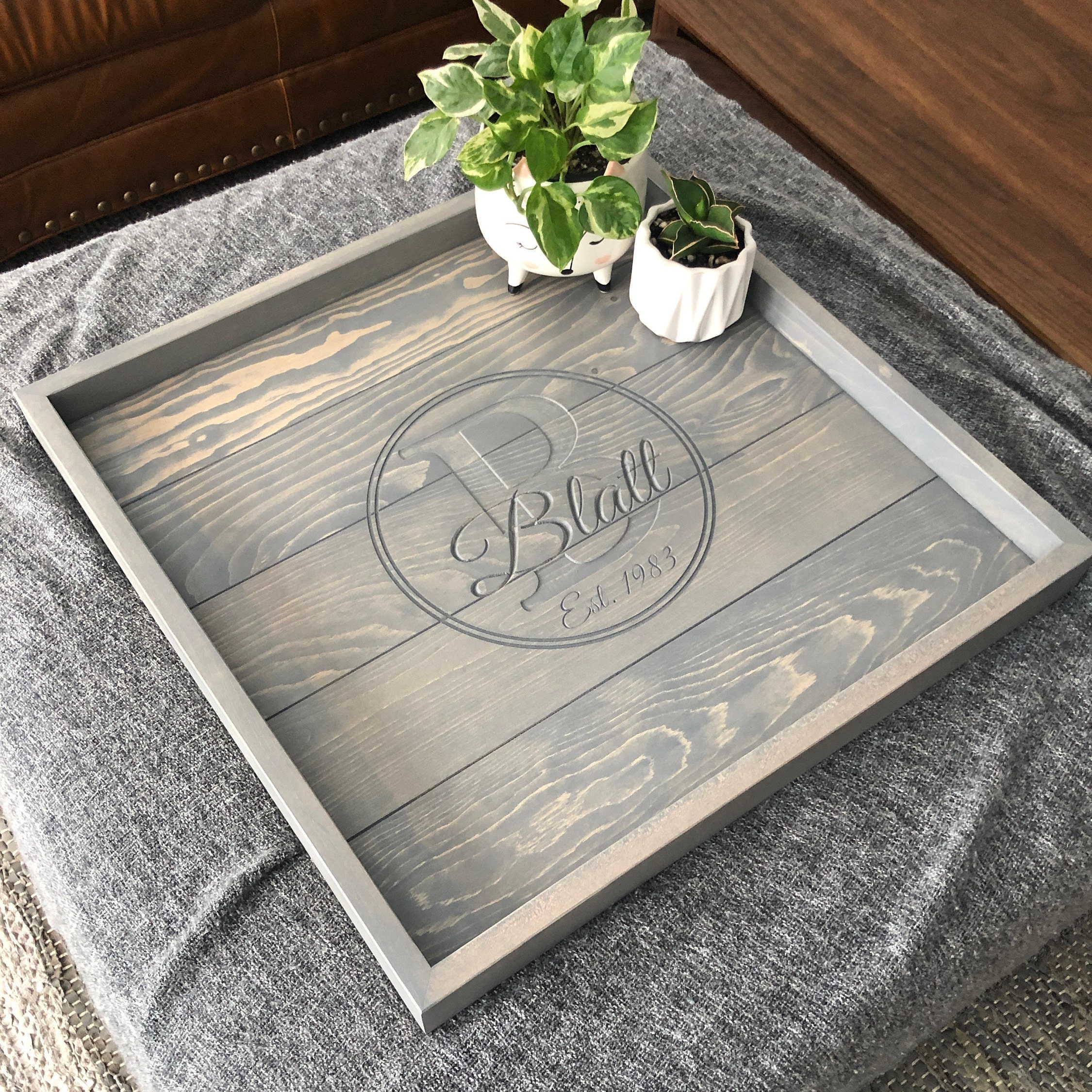 Custom Engraved Ottoman Tray Wooden Serving Tray Monogrammed Etsy