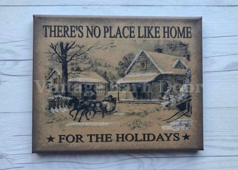 8x10 Canvas Art There/'s No Place Like Home For The Holidays Glitter