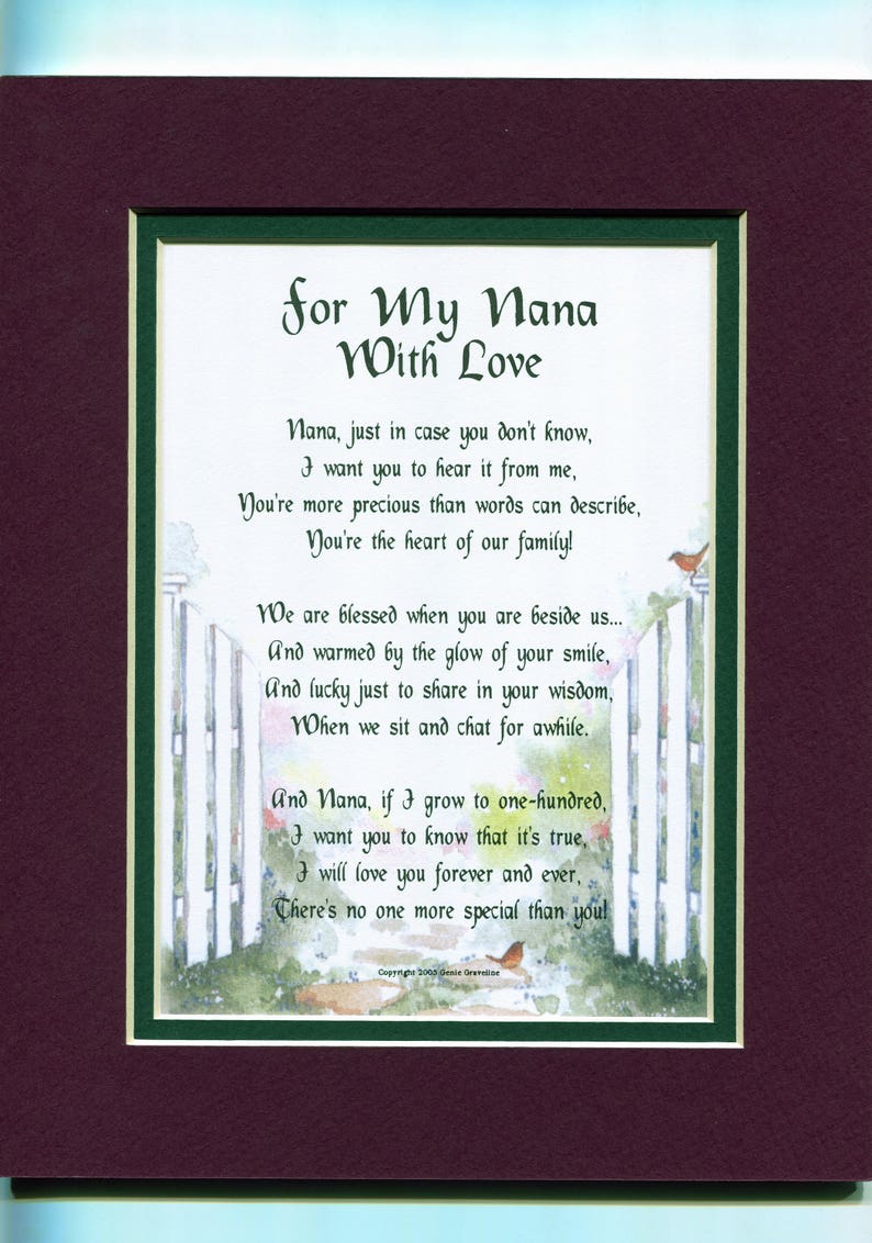 Nana Gift Nana Present Nana Poem nana verse nana print | Etsy