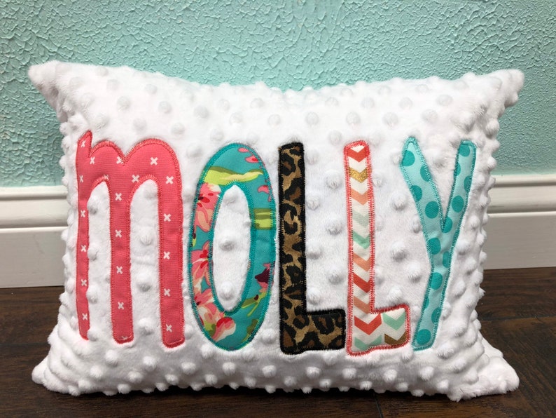 Appliqued Name Pillow Cover Girl Or Boy Applique Name Pillow Cover