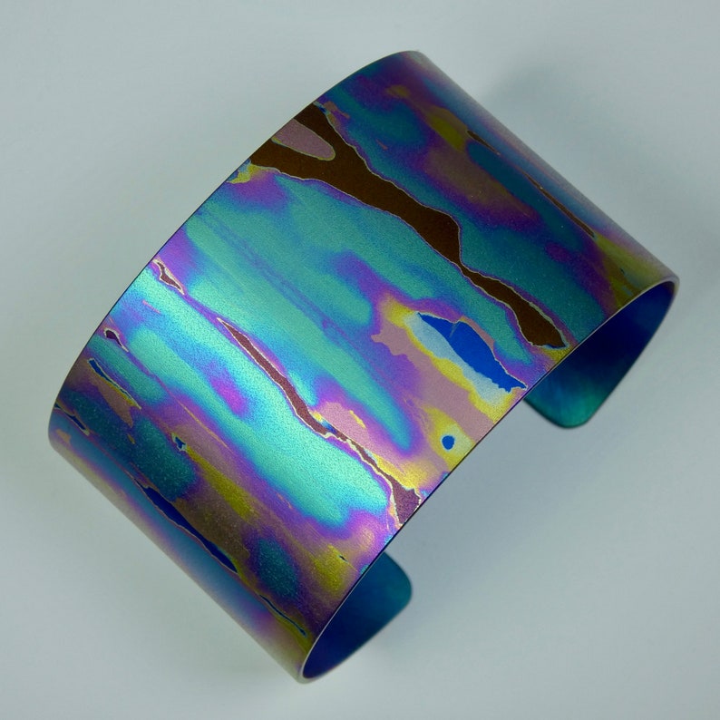 Anodized titanium cuff bracelet. Titanium jewelry. Etsy