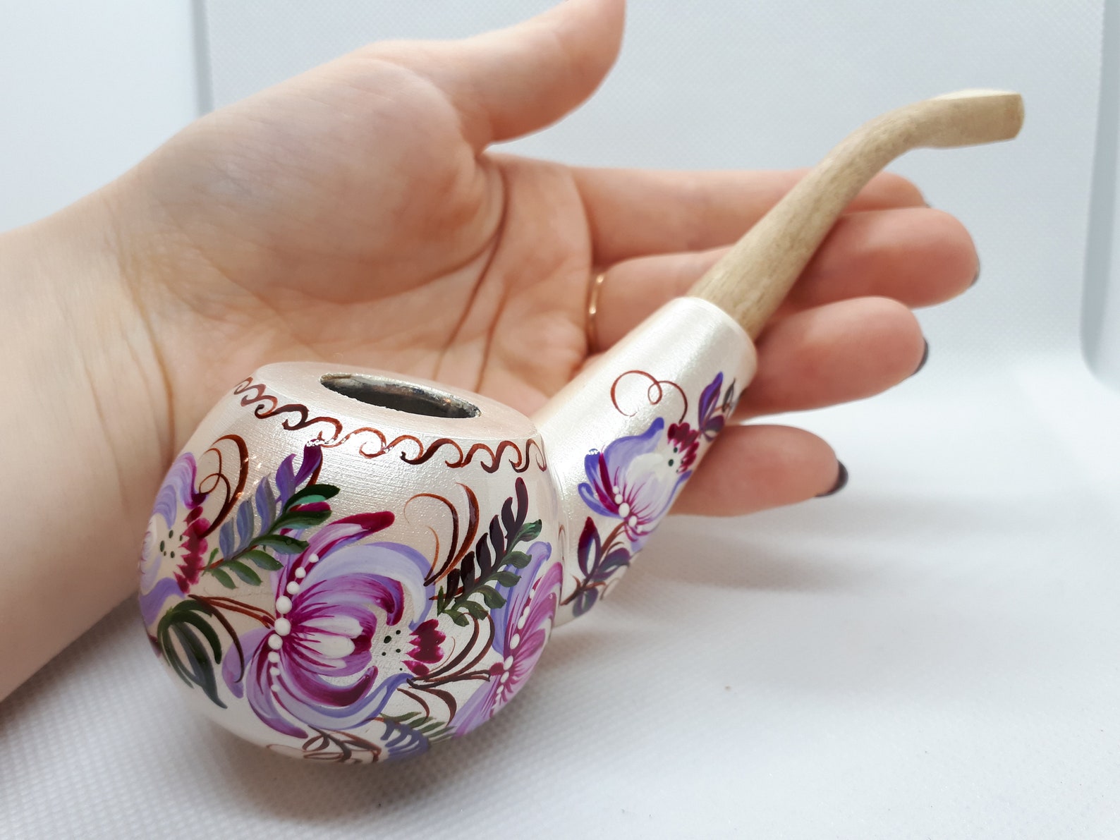 Purple flower pipe for smoking Unique pearly luster smoking Etsy