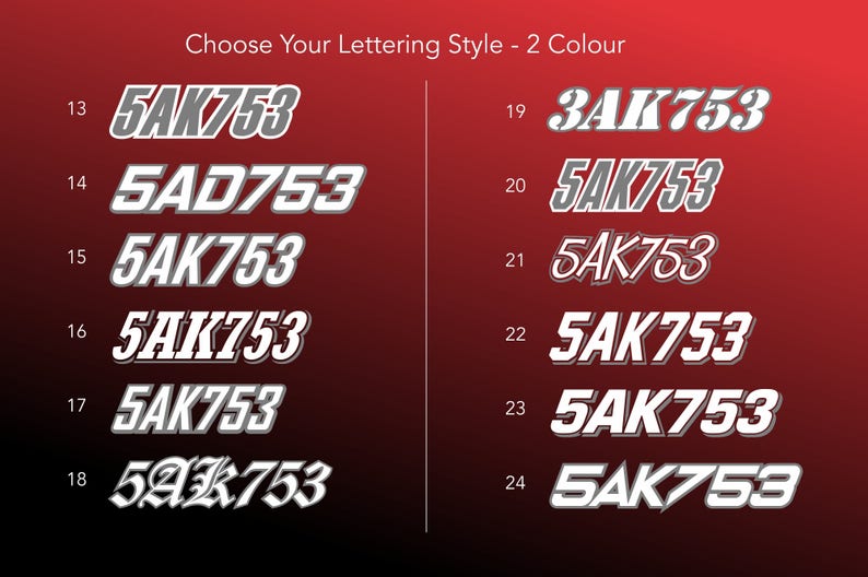 Snowmobile Registration Number Decals one set for each side Etsy