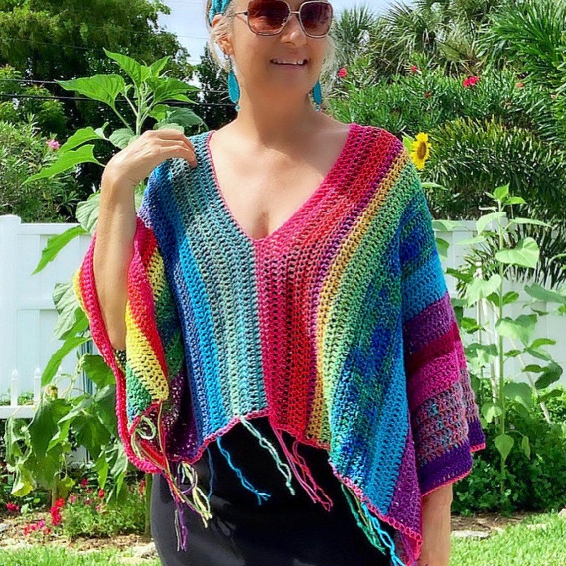 Colorful Summer Poncho Colorful Clothing Colorful Top | Etsy