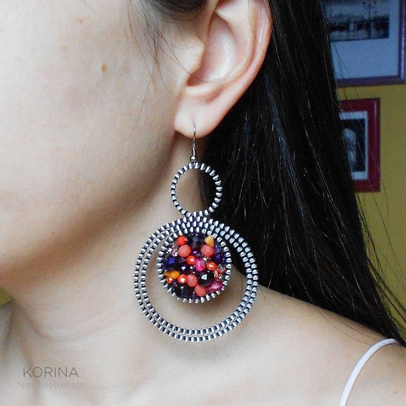 Colorful Zipper Earrings Large Zipper Earrings Modern Etsy