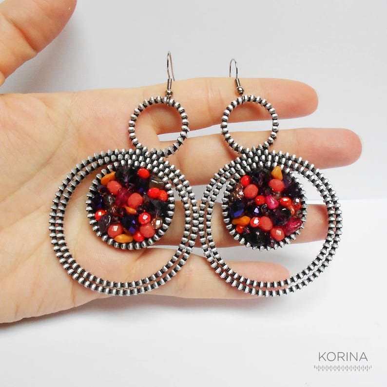 Colorful Zipper Earrings Large Zipper Earrings Modern Etsy