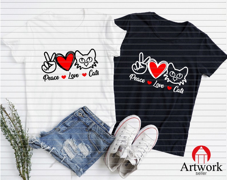 cut dxf png PEACE LOVE CAT cat love cats svg peace love cut file peace svg love svg cat animal Clipart Cut Cutting eps