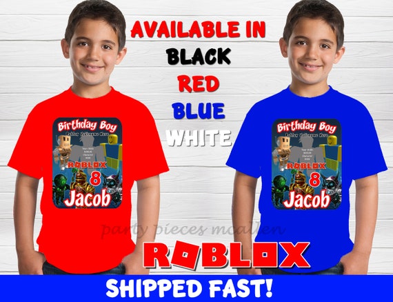 Roblox Birthday Shirt With Avatar Roblox Boy Birthday Shirt Etsy - t shirt crew member super vip roblox
